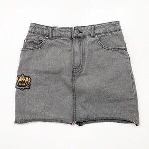 Junkfood Def Leppard gray denim mini skirt